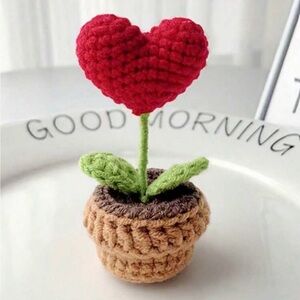 Handmade Crochet Heart Plant Decor